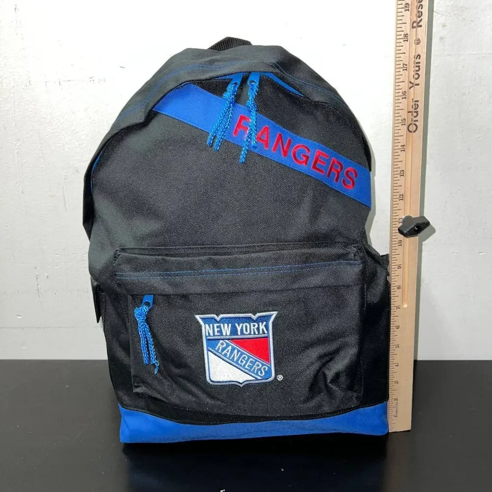 Vintage New York Rangers Backpack Bag‎ Black NHL Nasco Embroidered